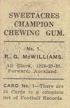 1930 Sweetacres Football Records #1 Ruben McWilliams Back